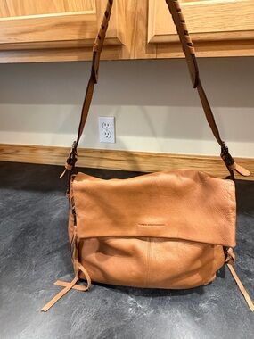 Aimee Kestenberg  Cognac Leather Fold-Over Hobo with Braided Strap